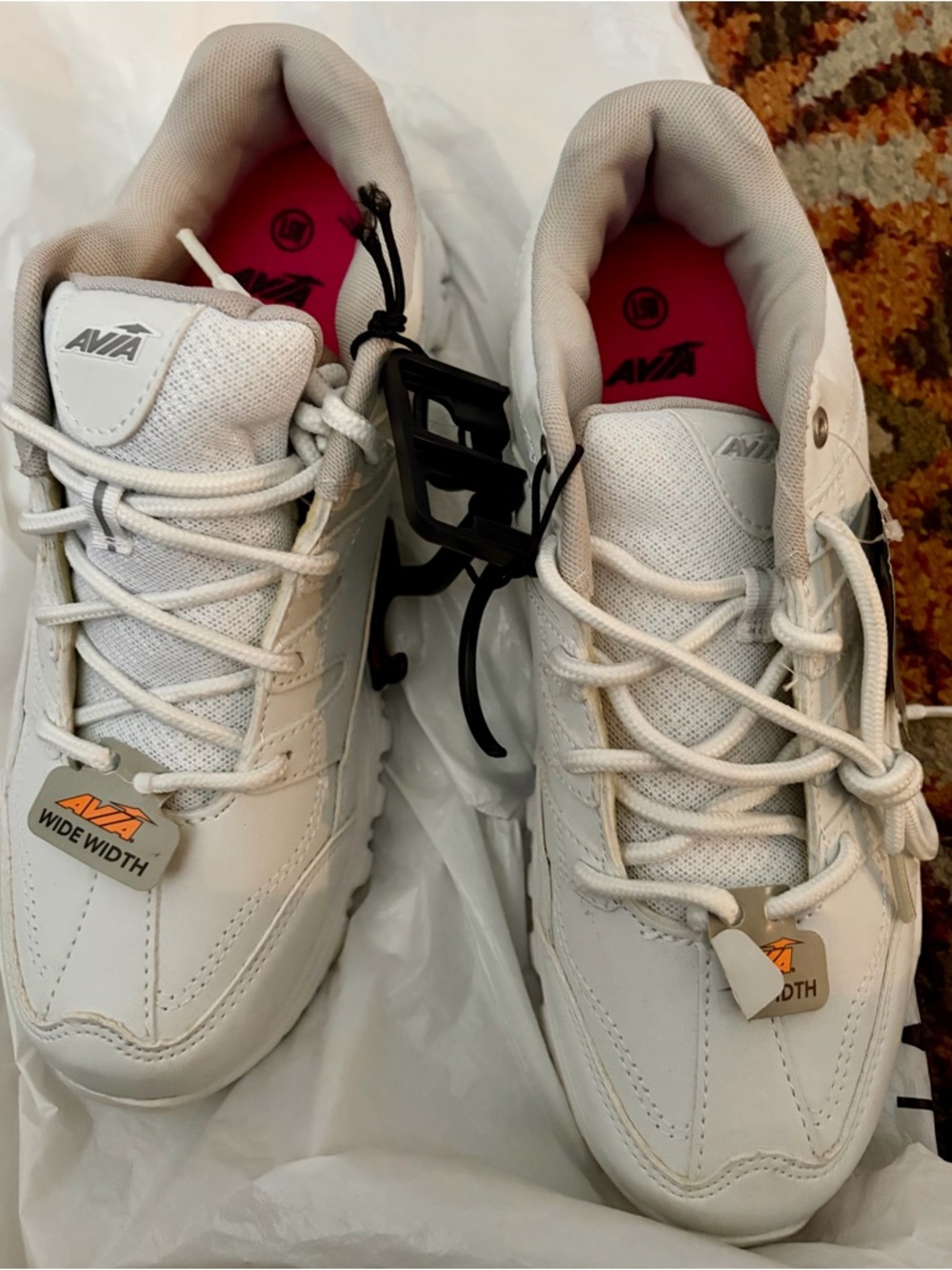 Avia White Sneakers with Pink Insoles — Wide Width 9.5 NWT